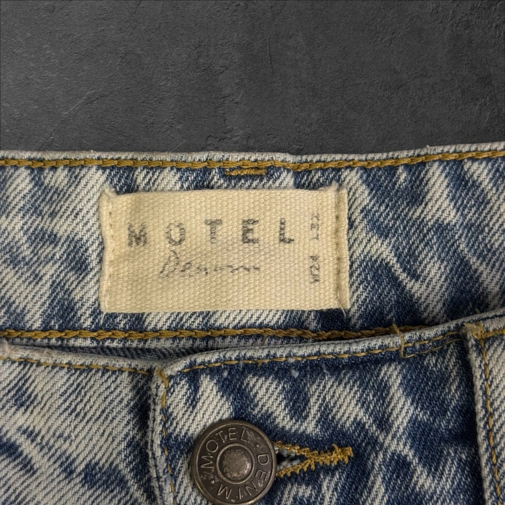 Motel Rocks Women Light Wash High Waisted Wide Leg Cotton  Jeans Size W24 L32 - Picture 4 of 16